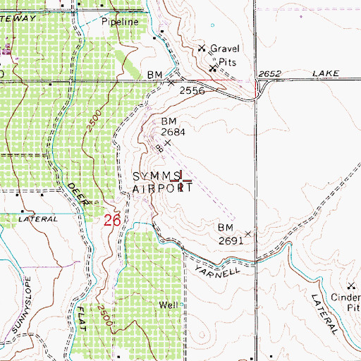 Topographic Map of Symms Airport, ID