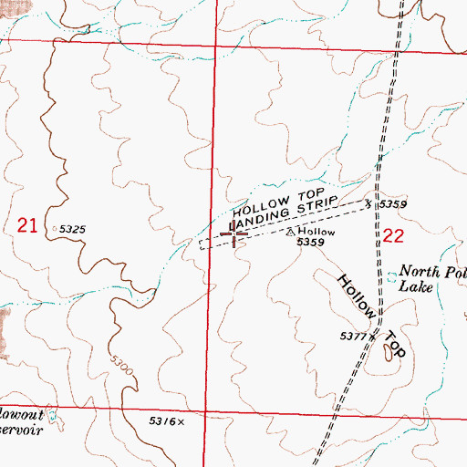 Topographic Map of Hollow Top Airport, ID