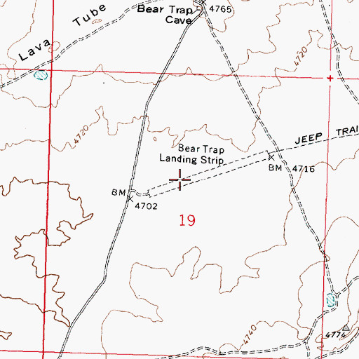 Topographic Map of Bear Trap Airport, ID