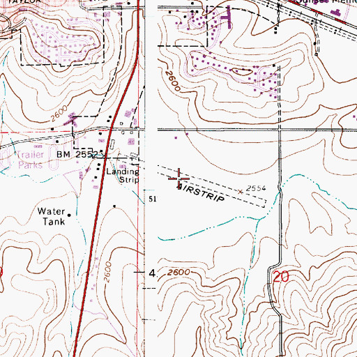 Topographic Map of Fountains Airport, ID