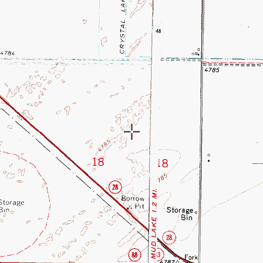 Topographic Map of Mud Lake/West Jefferson County Airport, ID