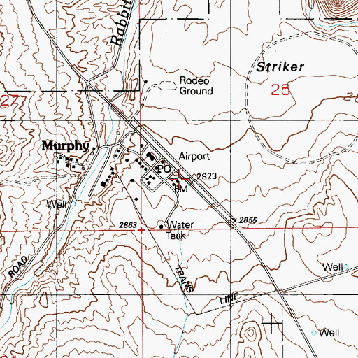 Topographic Map of Murphy Airport, ID