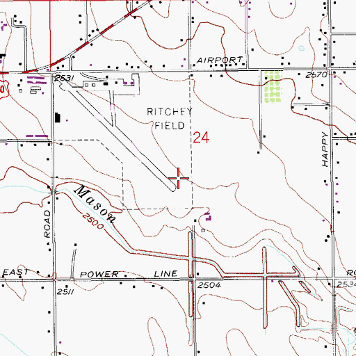 Topographic Map of Nampa Municipal Airport, ID