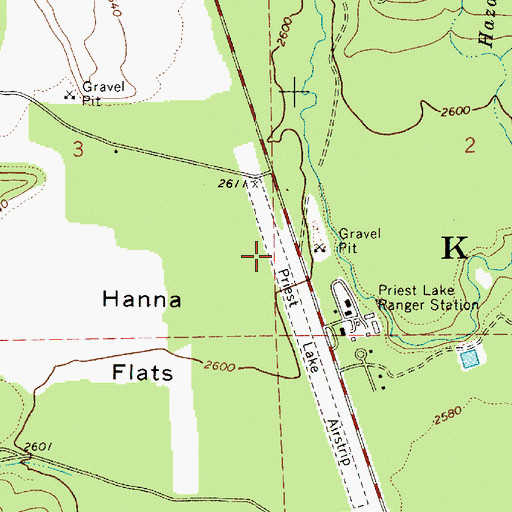 Topographic Map of Priest Lake USFS Airport, ID