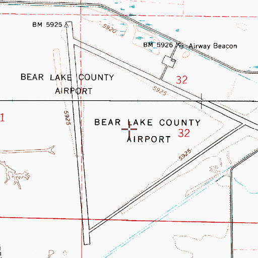 Topographic Map of Bear Lake County Airport, ID
