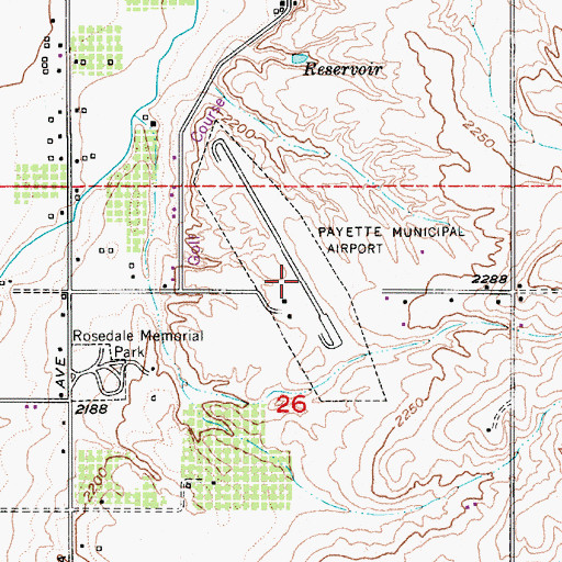 Topographic Map of Payette Municipal Airport, ID