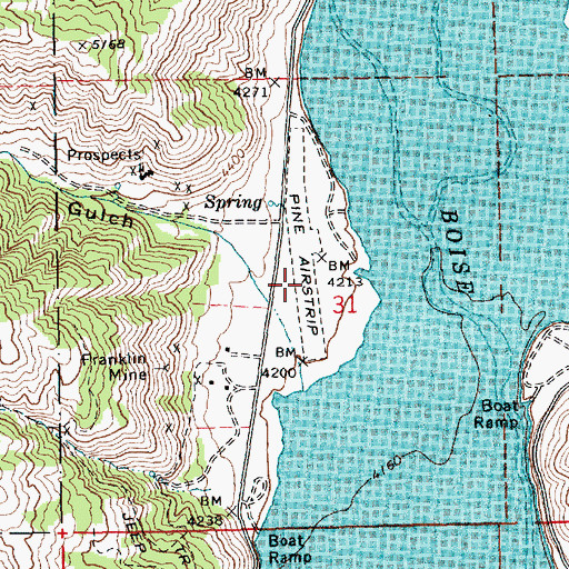 Topographic Map of Pine Airport, ID