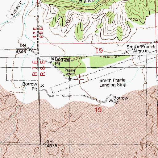 Topographic Map of Smith Prairie Airport, ID