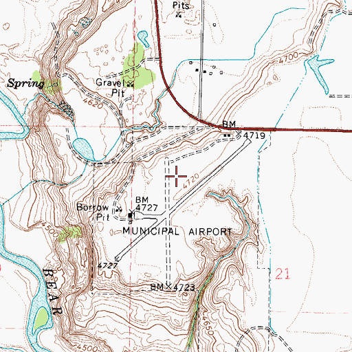 Topographic Map of Preston Airport, ID