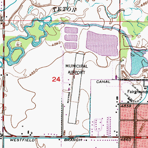 Topographic Map of Rexburg-Madison County Airport, ID