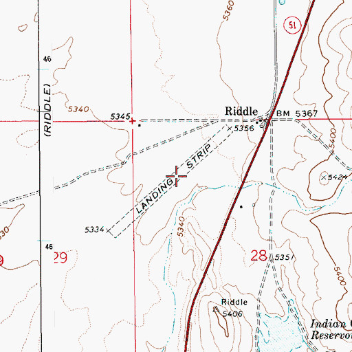 Topographic Map of Riddle Airport (historical), ID