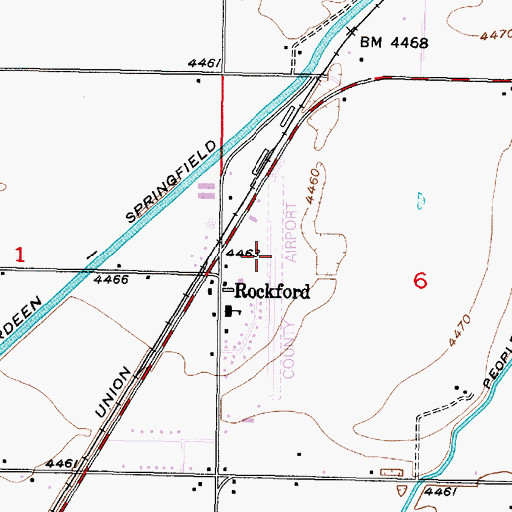 Topographic Map of Rockford Municipal Airport, ID