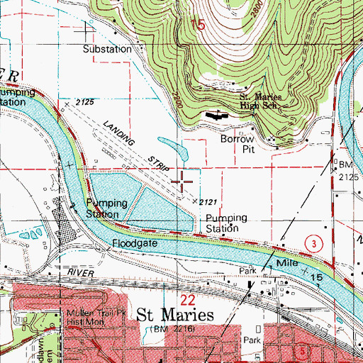 Topographic Map of St Maries Municipal Airport, ID
