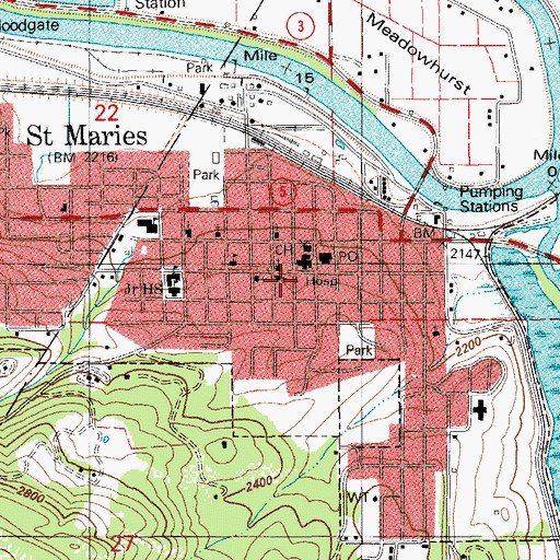 Topographic Map of Benewah Community Hospital Heliport, ID