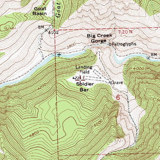 Topographic Map of Soldier Bar USFS Airport, ID