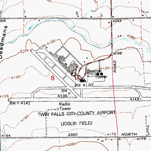 Topographic Map of Joslin Field - Magic Valley Regional Airport, ID