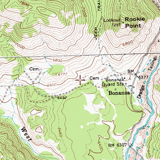 Topographic Map of Boot Hill Cemetery, ID