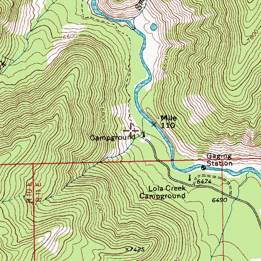 Topographic Map of Marsh Creek Recreation Site, ID