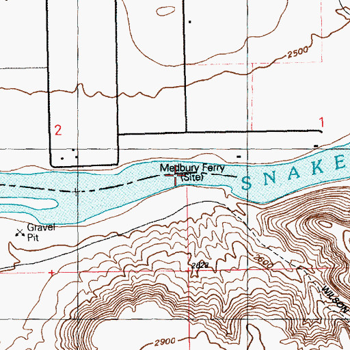 Topographic Map of Medbury Ferry, ID