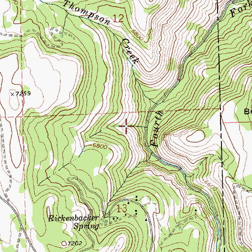 Topographic Map of Ross Falls, ID