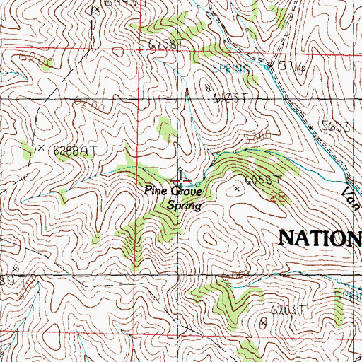 Topographic Map of Pine Grove Spring, ID