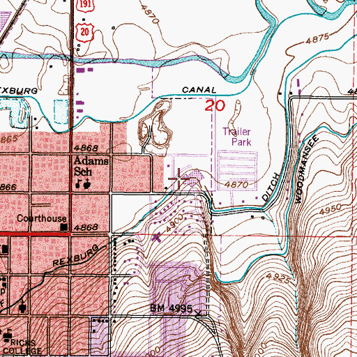 Topographic Map of Madison High School, ID