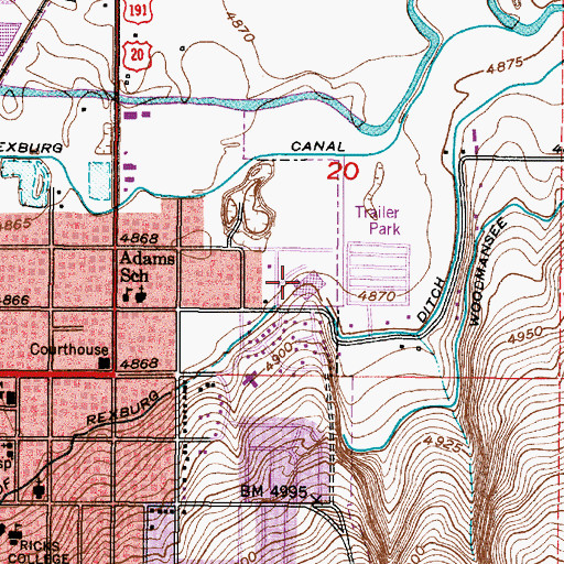 Topographic Map of Madison Junior High School, ID