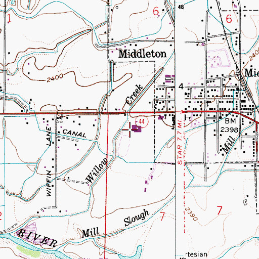 Topographic Map of Middleton High School, ID