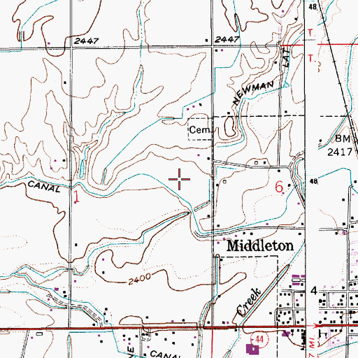 Topographic Map of Middleton Heights Elementary, ID