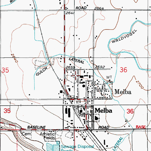 Topographic Map of Melba Middle School, ID