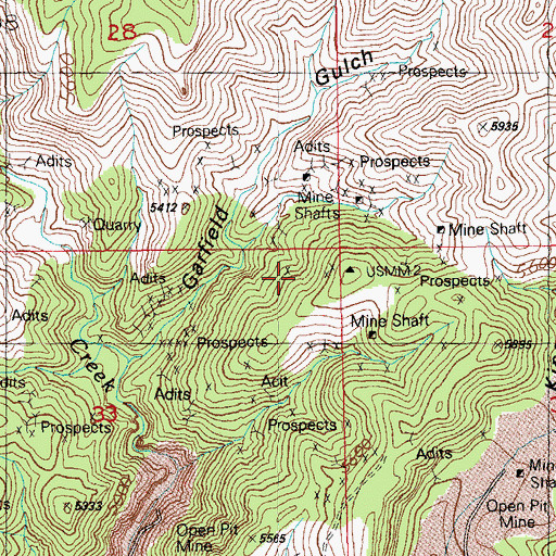 Topographic Map of Stevens Mine, AZ