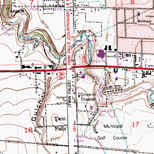Topographic Map of Hilltop Seventh Day Adventist School, ID