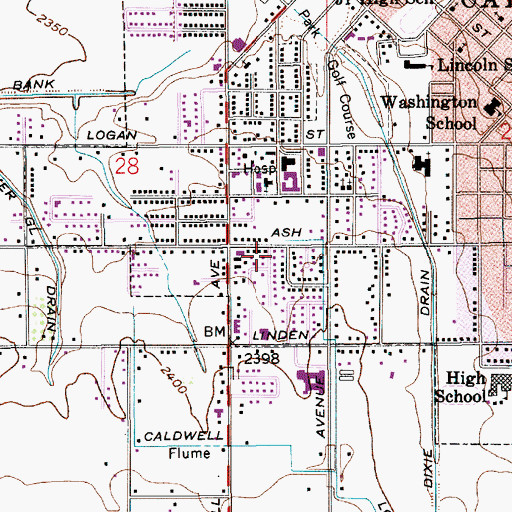 Topographic Map of New Horizon School, ID