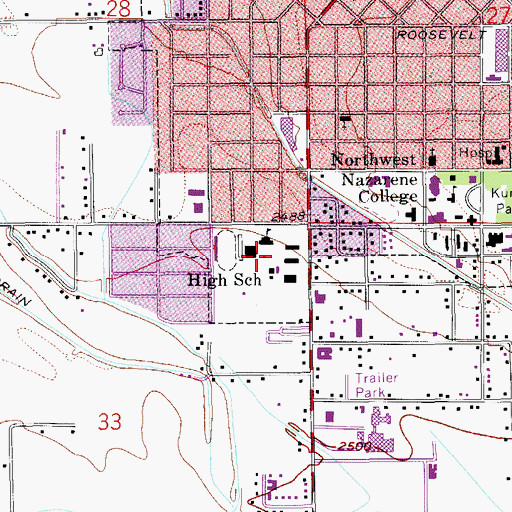 Topographic Map of Nampa Senior High School, ID