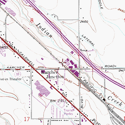 Topographic Map of Nampa Alternative High School, ID