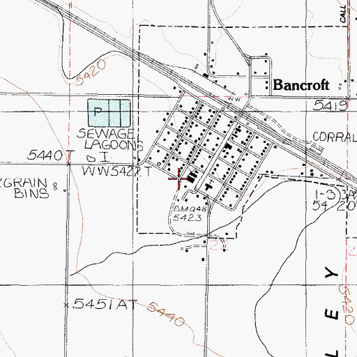 Topographic Map of North Gem Elementary School, ID