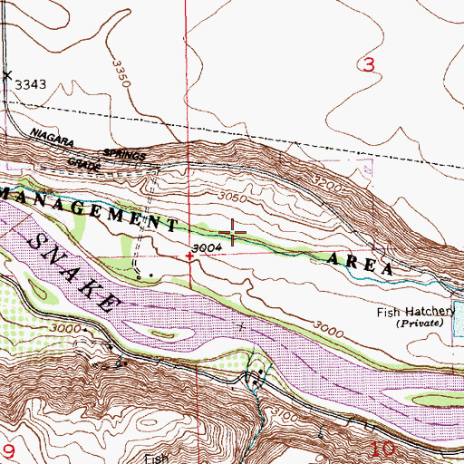 Topographic Map of Niagara Springs Wildlife Management Area, ID