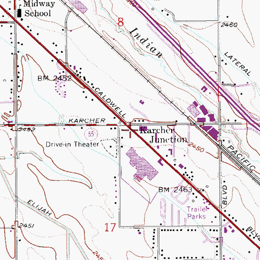 Topographic Map of Nampa Shopping Center, ID