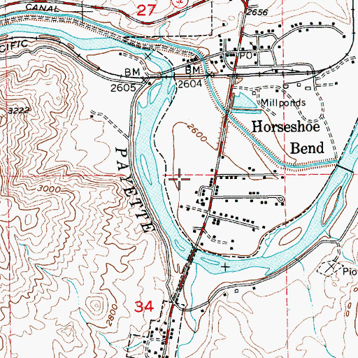 Topographic Map of Horseshoe Bend Elementary School, ID