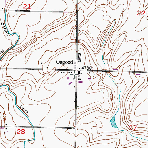 Topographic Map of Osgood Elementary School, ID