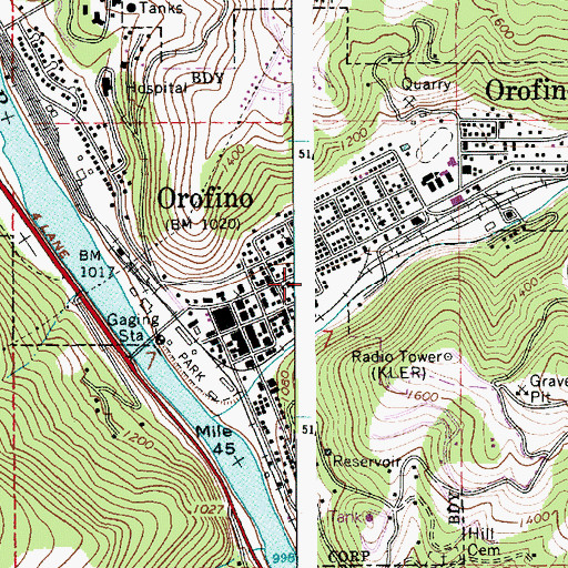 Topographic Map of Orofino Junior High School, ID