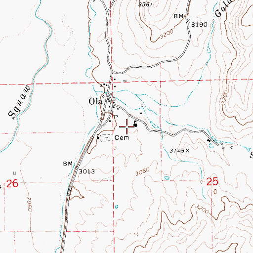 Topographic Map of Ola Elementary School, ID
