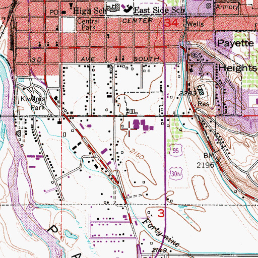 Topographic Map of Payette High School, ID