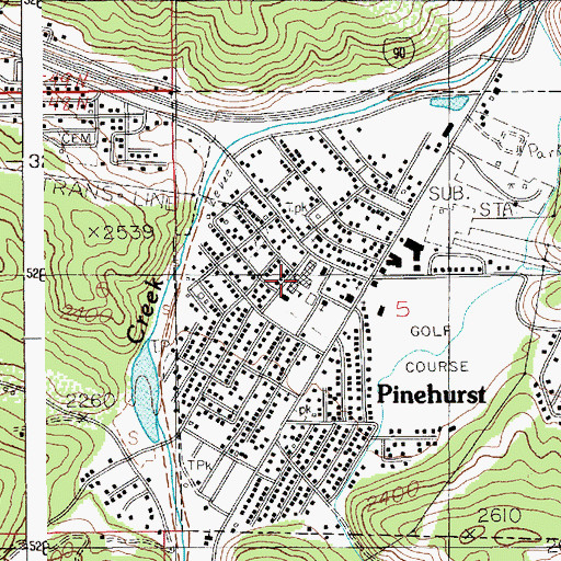Topographic Map of Pinehurst Elementary School, ID