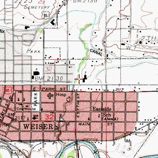 Topographic Map of Park Intermediate School, ID