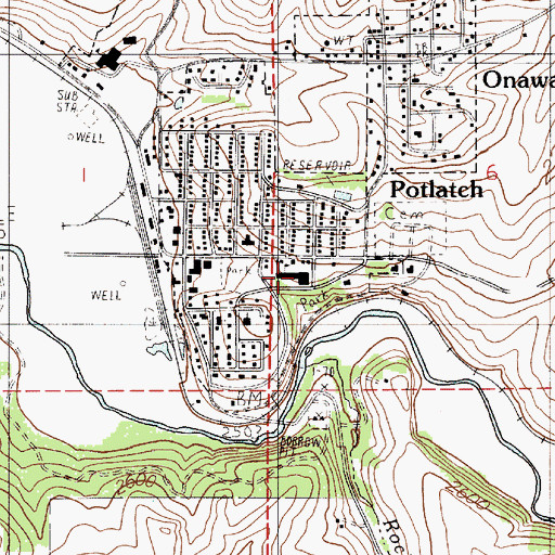Topographic Map of Potlatch Elementary School, ID