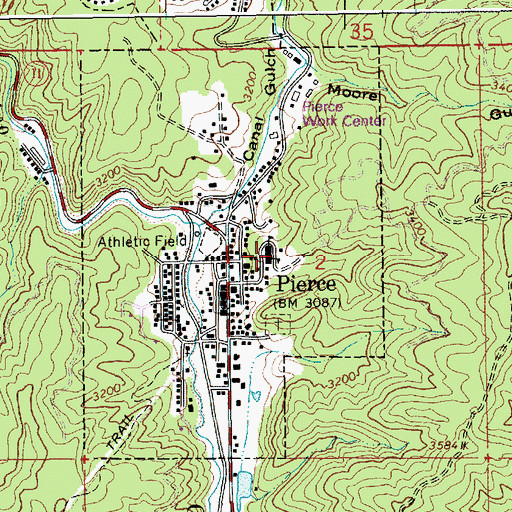 Topographic Map of Pierce Middle School, ID