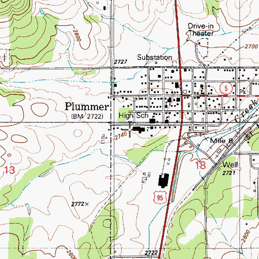 Topographic Map of Lakeside Middle School, ID