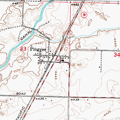 Topographic Map of Pingree Elementary School, ID