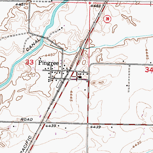 Topographic Map of Pingree Elementary School, ID